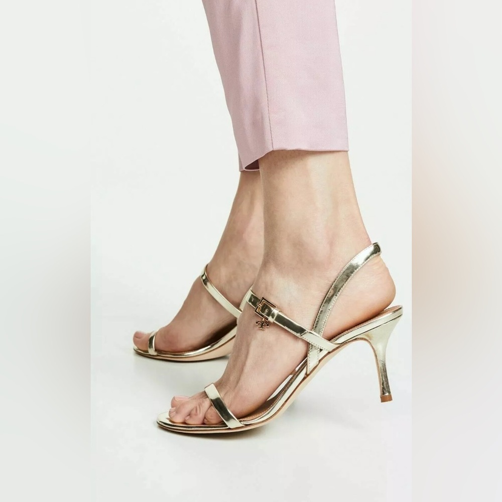 NWOT TORY BURCH Penelope Slingback Sandal Mirror Metallic Gold Size 8 1/2